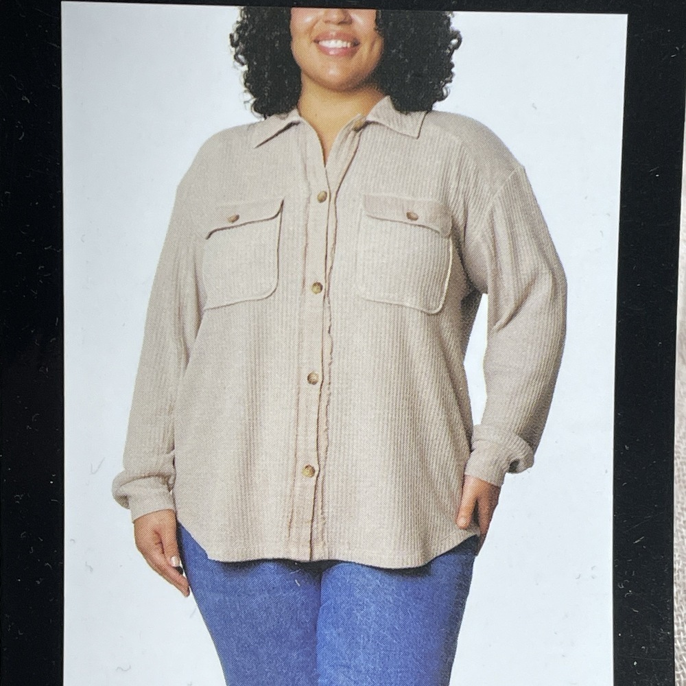 Briggs Women's XXL Blouse Tan Cotton Blend H0198 - Picture 1 of 16